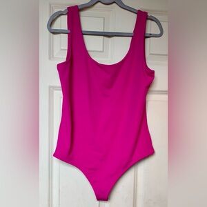 Express Bold Pink Scoop Neck Bodysuit